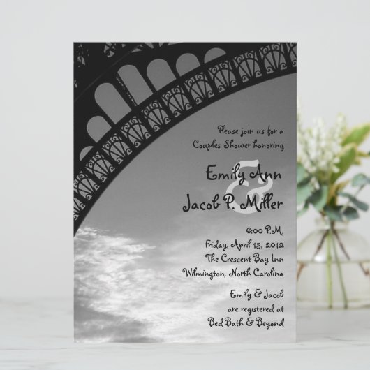 Eiffel Tower Couples Shower-uitnodigingen Kaart (Staand voorkant)