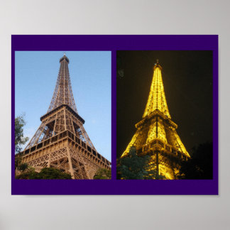 Eiffel Tower dag en nacht Poster