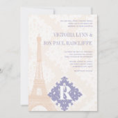 Eiffel Tower Damask Silver Peony Lavender Kaart (Voorkant)