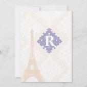 Eiffel Tower Damask Silver Peony Lavender Kaart (Achterkant)