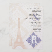 Eiffel Tower  Damask Silver Peony Lavender Kaart (Voorkant / Achterkant)