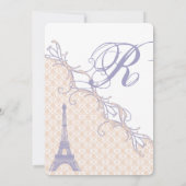 Eiffel Tower Damask Silver Peony Lavender Kaart (Achterkant)