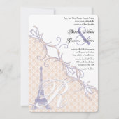 Eiffel Tower Damask Silver Peony Lavender Kaart (Voorkant)