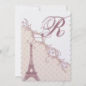 Eiffel Tower Damask Silver Peony Lavender Kaart (Achterkant)
