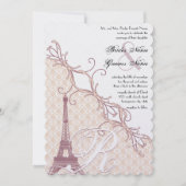 Eiffel Tower  Damask Silver Peony Lavender Kaart (Voorkant)