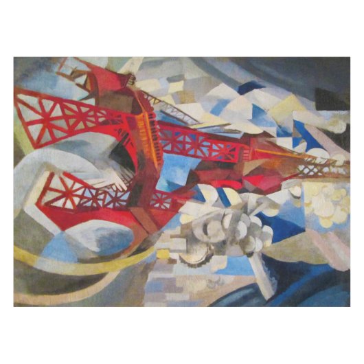 Eiffel Tower Delaunay Abstracte Cubist Painting Tafelkleed (Voorkant (Horizontaal))