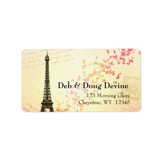 Eiffel Tower Designer-labels Pas getrouwd Etiket (Voorkant)