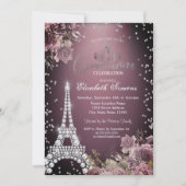 Eiffel Tower Diamonds Dark Roses Burgundy Kaart (Voorkant)