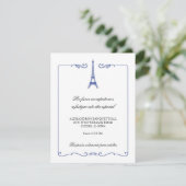 Eiffel Tower Elegant Reception Card Informatiekaartje (Staand voorkant)