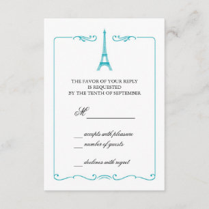 Eiffel Tower Elegant RSVP-kaart Uitnodiging
