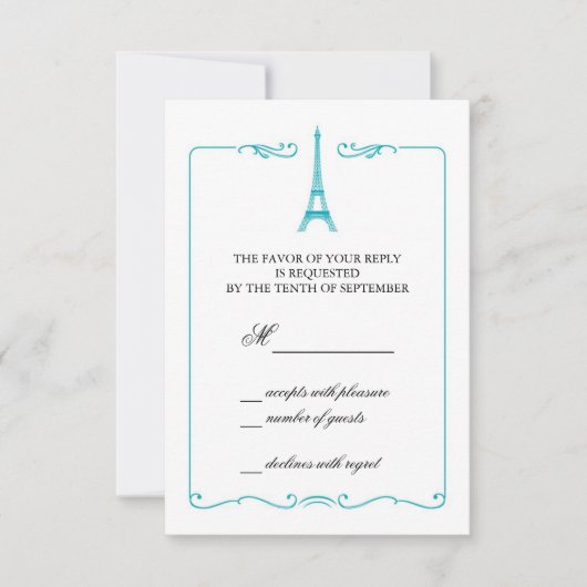 Eiffel Tower Elegant RSVP-kaart Uitnodiging (Voorkant)