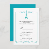 Eiffel Tower Elegant RSVP-kaart Uitnodiging (Voorkant / Achterkant)