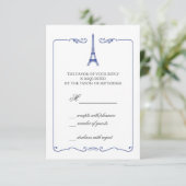 Eiffel Tower Elegant RSVP-kaart Uitnodiging (Staand voorkant)