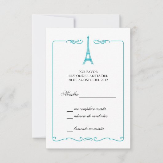 Eiffel Tower Elegant RSVP-kaart Uitnodiging (Voorkant)