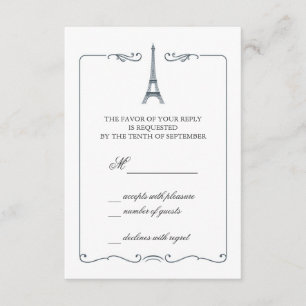 Eiffel Tower Elegant RSVP-kaart Uitnodiging