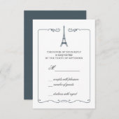 Eiffel Tower Elegant RSVP-kaart Uitnodiging (Voorkant / Achterkant)