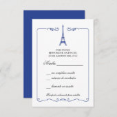 Eiffel Tower Elegant RSVP-kaart Uitnodiging (Voorkant / Achterkant)