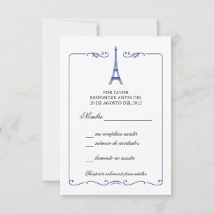 Eiffel Tower Elegant RSVP-kaart Uitnodiging