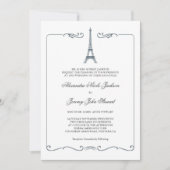Eiffel Tower Elegant Wedding Invitation Kaart (Voorkant)