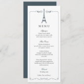 Eiffel Tower Elegant Wedding Menu Card (Voorkant / Achterkant)