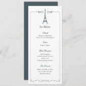 Eiffel Tower Elegant Wedding Menu Card French (Voorkant / Achterkant)
