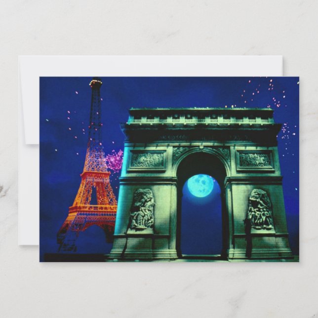 Eiffel Tower en Arc de Triomphe met maan (Voorkant)