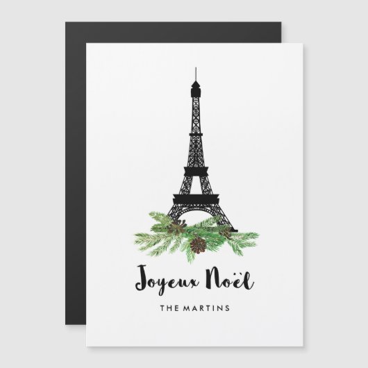 Eiffel Tower en Pine Modern Joyeux Noel (Voorkant / Achterkant)
