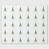 Eiffel Tower en Pine Modern Joyeux Noel Cadeaupapier (Vlak)