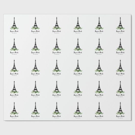 Eiffel Tower en Pine Modern Joyeux Noel Cadeaupapier (Vlak)