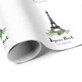 Eiffel Tower en Pine Modern Joyeux Noel Cadeaupapier (Rol Hoek)