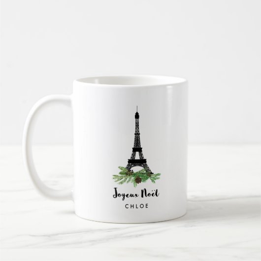 Eiffel Tower en Pine | Modern Joyeux Noel Koffiemok (Links)