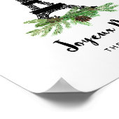 Eiffel Tower en Pine | Modern Joyeux Noel Poster (Hoek)