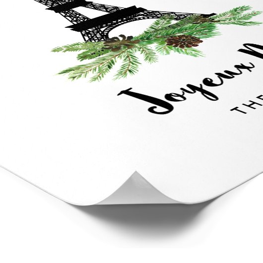 Eiffel Tower en Pine | Modern Joyeux Noel Poster (Hoek)