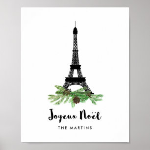 Eiffel Tower en Pine   Modern Joyeux Noel Poster