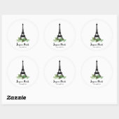 Eiffel Tower en Pine | Modern Joyeux Noel Ronde Sticker (Vel)