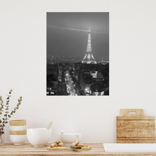 Eiffel Tower en Street Scene Poster (Keuken)