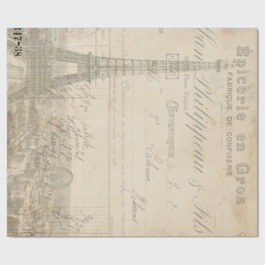 Eiffel Tower Ephemera 60 lb ontkoppelpapier Cadeaupapier (Vlak)