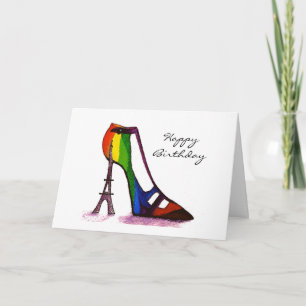 Eiffel Tower Fantasy Shoe Birthday Card Kaart