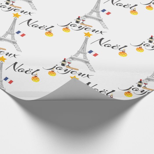 Eiffel Tower Flag van Frankrijk Joyeux Noel Cadeaupapier (Hoek)