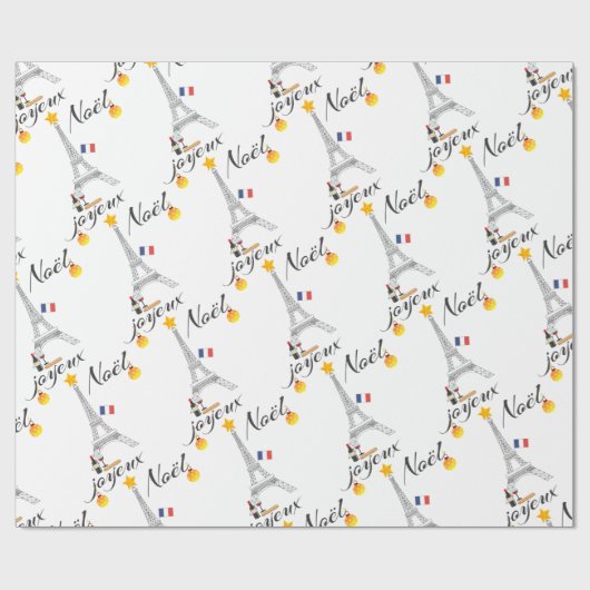 Eiffel Tower Flag van Frankrijk Joyeux Noel Cadeaupapier (Vlak)