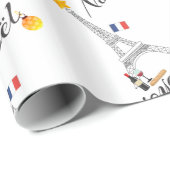 Eiffel Tower Flag van Frankrijk Joyeux Noel Cadeaupapier (Rol Hoek)