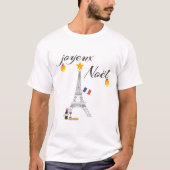 Eiffel Tower Flag van Frankrijk Joyeux Noel T-shirt (Voorkant)
