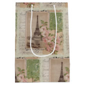 Eiffel Tower Floral Paris  Ephemera Script Medium Cadeauzakje (Achterkant)