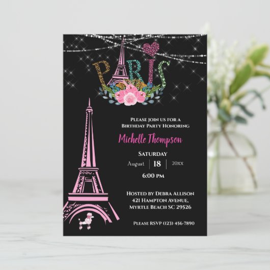 Eiffel Tower Floral Paris Kaart (Staand voorkant)