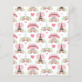 Eiffel Tower Flowers Pink Hearts Paris Frankrijk Flyer (Achterkant)