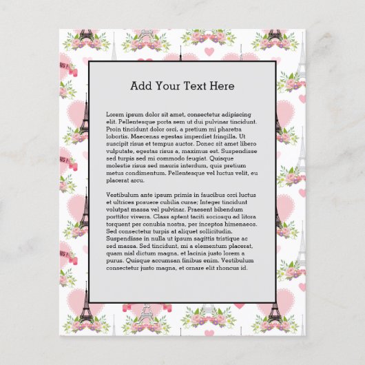 Eiffel Tower Flowers Pink Hearts Paris Frankrijk Flyer (Voorkant)