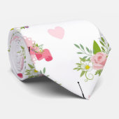 Eiffel Tower Flowers Pink Hearts Paris Frankrijk Stropdas (Opgerold)