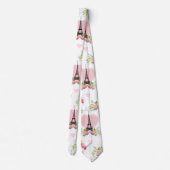 Eiffel Tower Flowers Pink Hearts Paris Frankrijk Stropdas (Achterkant)