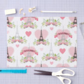 Eiffel Tower Flowers Pink Hearts Paris Frankrijk Tissuepapier (Craft)