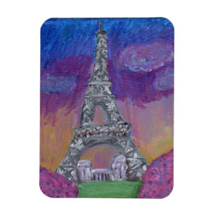 Eiffel Tower Folk Art Paris Springtime-schilderije Magneet